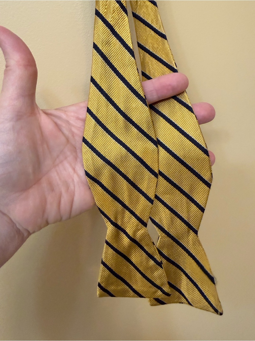 Jos. A. Bank Yellow and Navy Striped Self-Tie Bow Tie